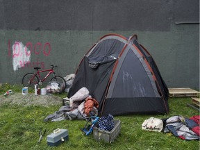 A tent city went up at 950 Main Street in April.