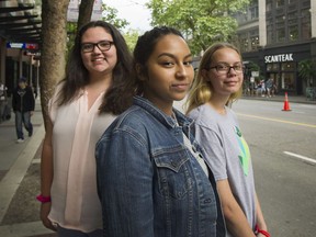 Danica Dixon (left), Jacoby Macdonald and Jessica Lee in Vancouver. They are taking part in a new program, called Indigenous Roots, that helps native teens and young women with confidence and leadership.