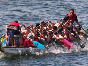 Thousands of dragon boaters and onlookers gathered in False Creek on Sunday for the Concord Pacific Vancouver Dragon Boat Festival.