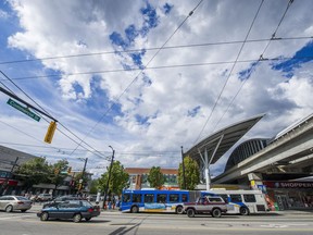 The Commercial / Broadway SkyTrain station in the Grandview Woodland neighbourhood in Vancouver.