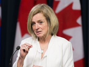Premier Rachel Notley talks about Alberta having been granted leave to intervene on the Kinder Morgan Trans Mountain Pipeline expansion project judicial review by the Federal Court of Appeal on Tuesday May 16, 2017, in Edmonton.