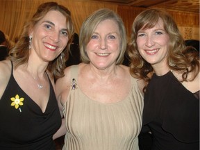 From left, the Canadian Cancer Society's Cheryl Swallow, vice-president of finance; interim executive director Faye Wightman; and Sandra Kruecki, VP of cancer control, were all smiles after $1.5 million was raised from their 21st annual Daffodil Ball on June 20 in Vancouver. Kruecki said Tuesday that it's possible the decrease in prostate cancer in men projected for this year may be attributed to fewer screening tests performed.