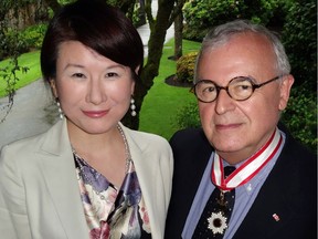 Consul General Asako Okai feted former ambassador to Japan Joseph Caron on receiving the Order of the Rising Sun and Emperor Akihito's congratulations.