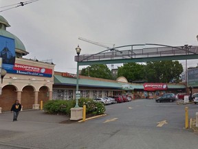 This is a Google Maps street view image of the Kingsgate Mall parking lot in Vancouver.