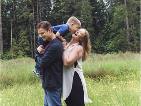 Jeremy McGoran with his wife, Mare, and son, Thomas, during happier times. Jeremy, 35, took his own life Friday.