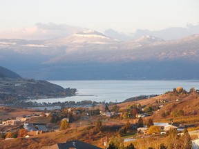 This view of north Okanagan Lake. An algae bloom in the north arm of British Columbia's Okanagan Lake has prompted a warning to stay out of water in the area until further notice.