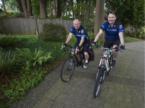 Larry Osachoff and his son Steve are taking part in the Battlefield Bike Ride, a 600-kilometre ride bike trip from London to Vimy Ridge in France.