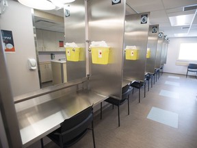 The inside of the newly opened Fraser Health supervised consumption site in Surrey on Tuesday.