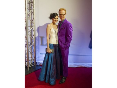 Laura Adkin, who was nominated for best direction in a short drama for The Goodnight Kiss, and David Lewis, nominated for best supporting performance by a male in a dramatic series for Dirk Gently's Holistic Detective Agency, arrive at the Leo Awards at the Hyatt Regency Hotel in Vancouver, June 4, 2017.