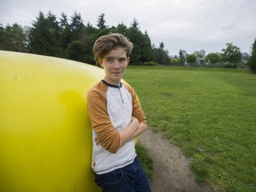 Twelve-year-old Sirus Grames-Webb made a plea to city council to help families with kids who live in the South False Creek neighbourhood, where he is pictured Wednesday, May 31, 2017.