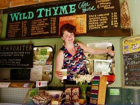 Aleah Johnson runs the Wild Thyme café out of a double-decker bus near Saturna Island’s ferry terminal.