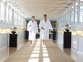 Spa goers are pictured at the VICHY CÉLESTINS Spa Hotel in Vichy, France.