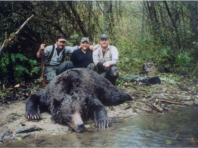 Undated photo of grizzly bear hunt in British Columbia.