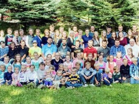 A photo believed to be taken in July 2017 of 124 of Winston Blackmore's 148 children.