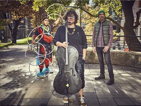 The Cris Derksen Trio, from left, Nimkii Osawamick, Derksen and Jesse Baird, play this year's Vancouver Folk Music Festival. Derksen also performs as part of Canada Far and Wide: Grands Esprit on July 13, a free concert that kicks-off the weekend's festival.