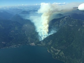 The Harrison Lake East fire, about 30 kilometres north of Harrison Hot Springs, on the eastern side, near the mouth of Big Silver Creek, was estimated to be 60 hectares in size on July 2.