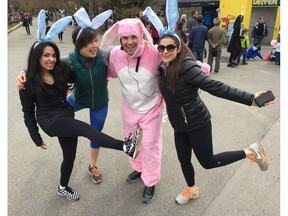 Baxter Bayer of Running Tours Inc. in Vancouver, second from right, who runs the successful Easter Fun Run and Egg Hunt in Stanley Park, was forced to postpone the freshly minted Vancouver Run Festival until 2018, but promises the wait will be worth it.