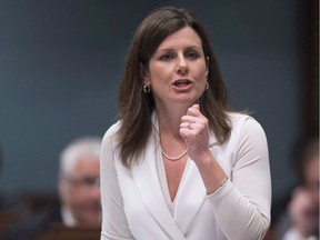 Quebec Justice Minister Stephanie Vallee responds to the Opposition during question period on May 30, 2017 at the legislature in Quebec City. Provinces have brought in new procedures to speed up the justice system following last year's Supreme Court of Canada ruling in the Jordan case, which set tight time limits for trials.