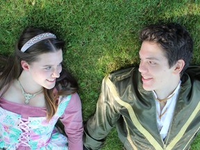 Maggie Stewart (left) and Finnegan Howes only have eyes for each other in Romeo and Juliet, being staged by the Carousel Theatre for Young People’s Teen Shakespeare Program from July 28 to Aug. 12 on Granville Island.