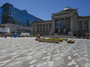 The plaza at the north side of the Vancouver Art Gallery under construction on June 22.