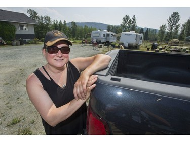 Shelagh Stadel at her farm outside Prince George, BC Saturday, July 15, 2017. Stadel has opened up her house and farm to people and their animals fleeing the fires.
