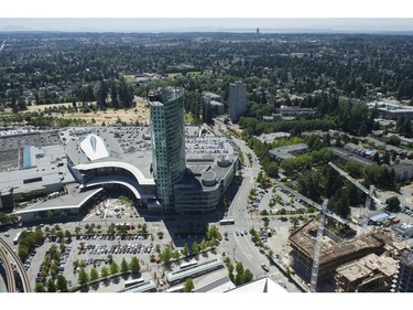 View of Surrey from the top floor of the 55-storey Civic Hotel