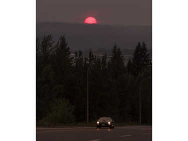 Smoke filled skies offer up a dramatic sunset seen in Quesnel, B.C. July, 17, 2017.
