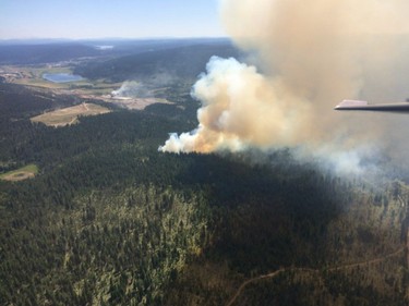 A wildfire has broken out west of 100 Mile House. It was sparked sometime Thursday morning, July 6, 2017.