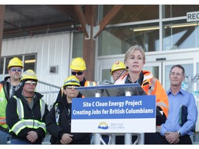 B.C. Hydro CEO Jessica McDonald, who was fired Friday by the new NDP government, spoke at the official opening of the workers accommodation lodge at its massive Site C construction project on Oct. 19, 2016.