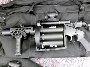 A multi-launcher tactical gun, capable of firing tear gas canisters and soft-tipped “less-lethal” rounds, has been returned to the RCMP after falling out of a truck on Sunday.