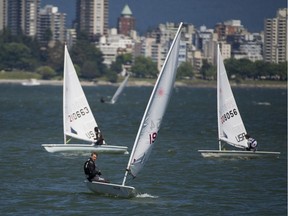 FILE PHOTO Sailers take part in the 2017 Laser North American Championships hosted by the Royal Vancouver Yacht club return to the Jericho sailing centre where the boats are being stored.