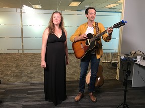 Vancouver duo Winsome Kind perform in the Vancouver Sun and Province newsroom.