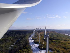 FILE PHOTO A close-up view of the Bear Mountain Wind Park on Aug. 6, 2009. The Bear Mountain project joins other clean, green renewable power projects in B.C. Located 16 kilometres southwest of Dawson Creek.