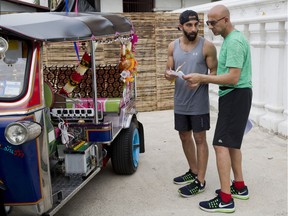 Shabbir and Zed Dhalla are pictured competing in the latest season of The Amazing Race Canada.