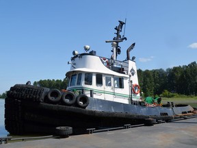 Photo from the report on the ramming of the tugboat Albern by the larger tugboat C.T. Titan (pictured).