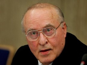 German right wing extremist Ernst Zundel sits in a court in Mannheim, southern Germany, Tuesday, Nov. 8, 2005 at the beginning of a trial to face charges including incitement libel and disparaging the dead. German authorities have confirmed that far-right activist Zundel, who was deported from Canada and served jail time in Germany for denying the Holocaust ever happened, has died.THE CANADIAN PRESS/AP-Michael Probst