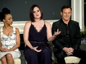 Sonequa Martin-Green, from left, Mary Chieffo and Jason Isaacs participate in the &ampquot;Star: Trek Discovery&ampquot; panel during the CBS Television Critics Association Summer Press Tour at CBS Studio Center on Tuesday, Aug. 1, 2017, in Beverly Hills, Calif. THE CANADIAN PRESS/AP-Photo by Chris Pizzello/Invision/AP