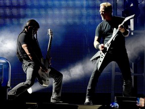 Robert Trujillo, left, and James Hetfield of Metallica.