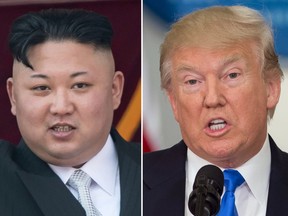 North Korean leader Kim Jong-Un (left) and U.S. President Donald Trump are currently at rhetorical loggerheads over North Korea's nuclear program and that country's testing of inter-continental ballistic missiles.