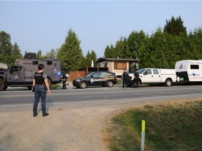 The Combined Forces Special Enforcement Unit of B.C. and the Vancouver Island major-crime unit executed a search warrant at a Devils Army clubhouse at 70 Petersen Rd. in Campbell River on Thursday, Aug. 10, in relation to the 2016 murder of Dillon Brown. [PNG Merlin Archive]
Submitted, CFSEU B.C., PNG