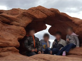 Photo of Brandon Seth Blackmore's four children. The faces have been deliberately blurred.