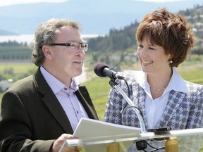 Ben Stewart, pictured here resigning his Kelowna-area seat for Christy Clark in 2013, wants to return to politics now that Clark is quitting.