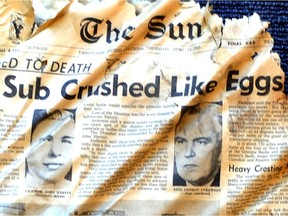 A copy of The Vancouver Sun dated April 11, 1963, discovered in August 2017 hiding inside a wall in a cabin on B.C.'s Sunshine Coast.