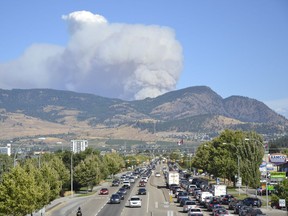 The wildfire that sparked about 20 kilometres east of Kelowna, Thursday.