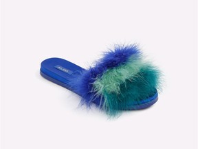 Fluffy blue sandals, $55 at Aldo, aldoshoes.com.