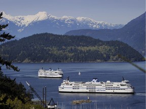 Ferries pull out of Horseshoe Bay in West Vancouver. The increasing population and tourism popularity of the Sunshine Coast means the Horseshoe Bay-SunShine Coast is one of the routes most subject to delays in the B.C. Ferries system.