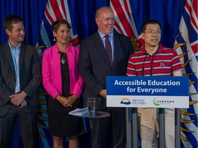 At a news conference Tuesday in Victoria, B.C. Premier John Horgan removes roadblocks to adult basic education and English-language-learning programs. — B.C. government