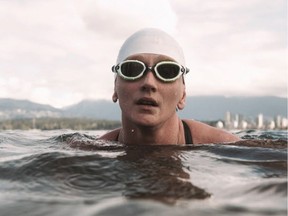 Jessi Harewicz trains in the waters off Kitsilano Beach last month in preparation for her bid to swim across the English Channel.