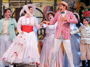 The Theatre Under the Stars production of Mary Poppins. The cast with Mary (Ranae Miller) and Bert (Victor Hunter).