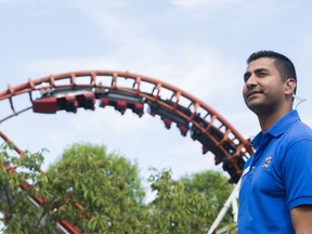 Ride supervisor Paul Rakhra outside the Corkscrew at Playland on Aug. 30.